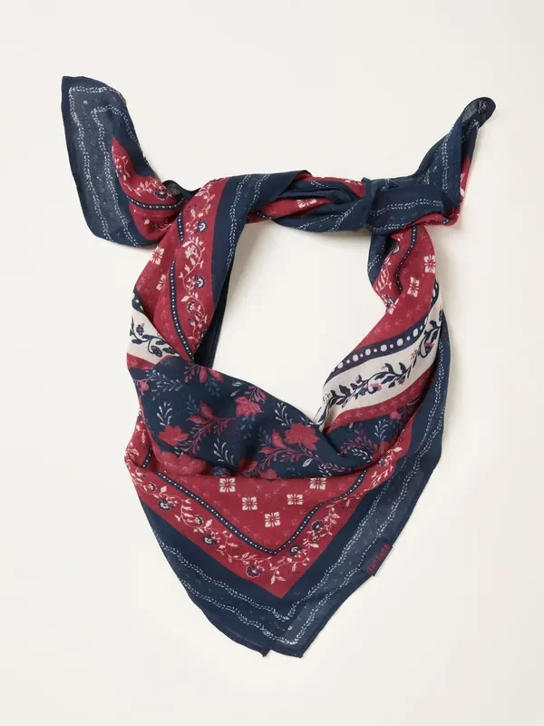 FatFace Burgundy Red Floral Print Hair Scarf
