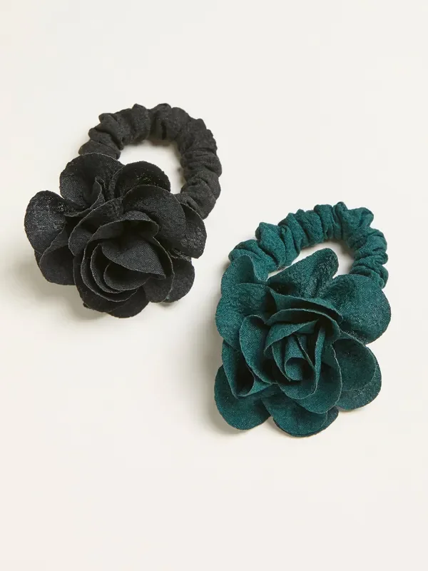 FatFace Green 2 Pack Corsage Hair Ties