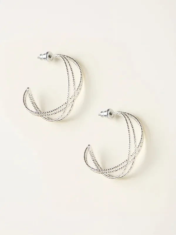 FatFace Silver Tone Multi Hoop Earrings