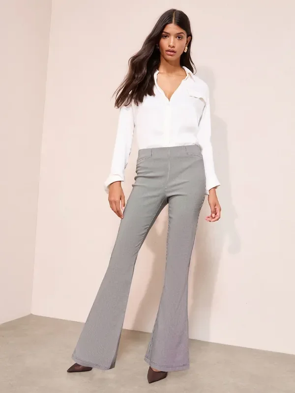 Friends Like These Black/White Sculpting Stretch Flared Trousers