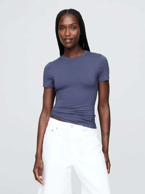 Gap Blue Short Sleeve CloseKnit Fitted T-Shirt