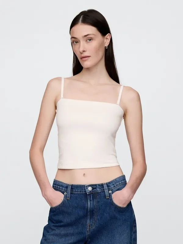 Gap White CloseKnit Cropped Tube Top with Removable Straps