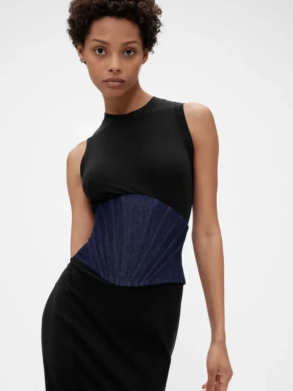 GapStudio Dark Wash Blue Denim Corset Belt