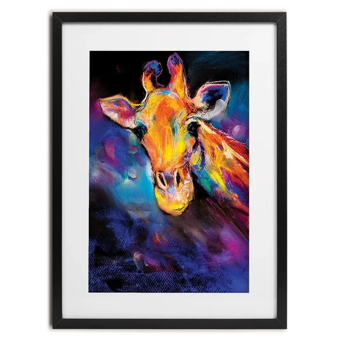 Giraffe Oil Painting Framed Art Print