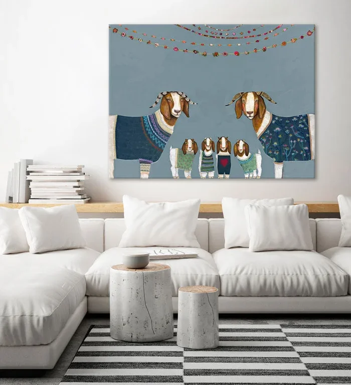 Goats In Sweaters Canvas Wall Art