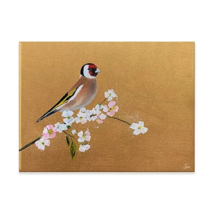 Goldfinch On Cherry Blossom Canvas Print