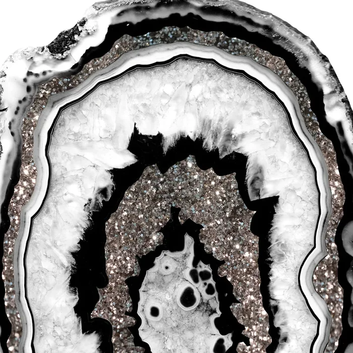 Gray Black White Agate with Silver Glitter #1a #gem #decor