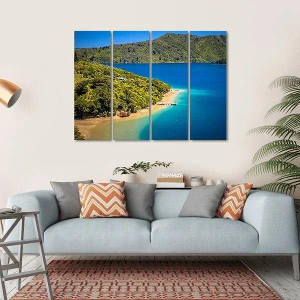 Green Forest & Blue Water Canvas Wall Art