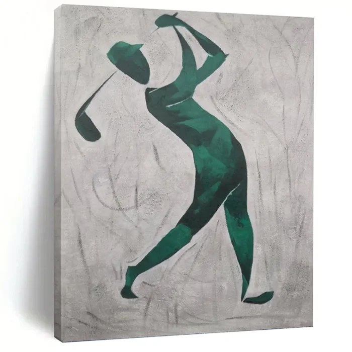 “Green Golfer Silhouette” – Minimalist Sports Art on Canvas DKH1561