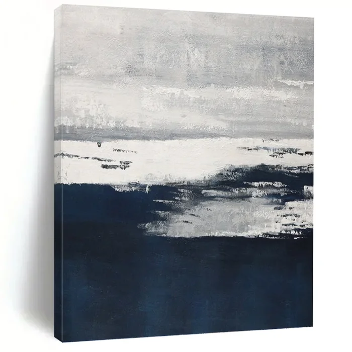 “Grey and Blue Abstract Landscape” – Atmospheric Abstract Art on Canvas DKH1540