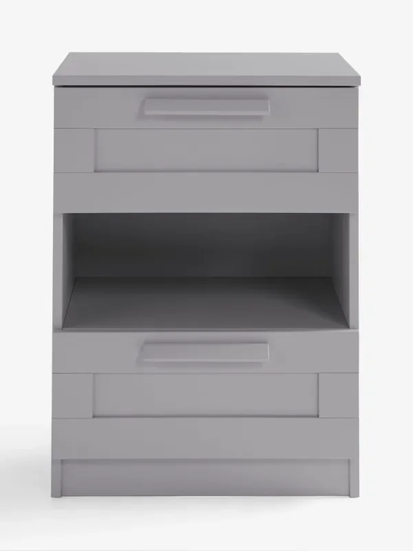 Grey Flynn Paint Effect 2 Drawer Wide Bedside Table