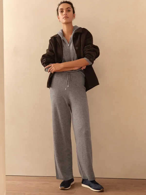 Grey N.Premium Wool Cashmere Blend Co-Ord Knitted Joggers