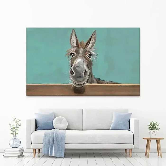 Happy Donkey Landscape Canvas Print