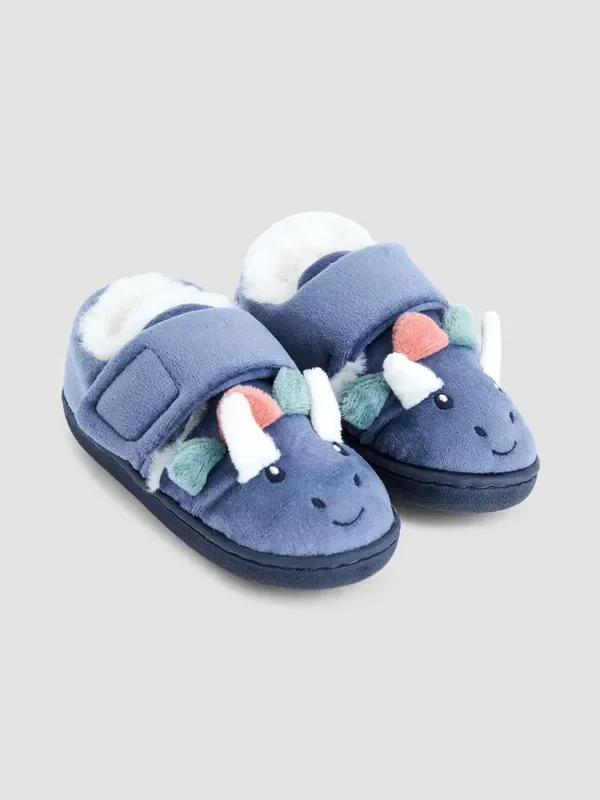 JoJo Maman Bébé Blue Dino Slipper Shoe