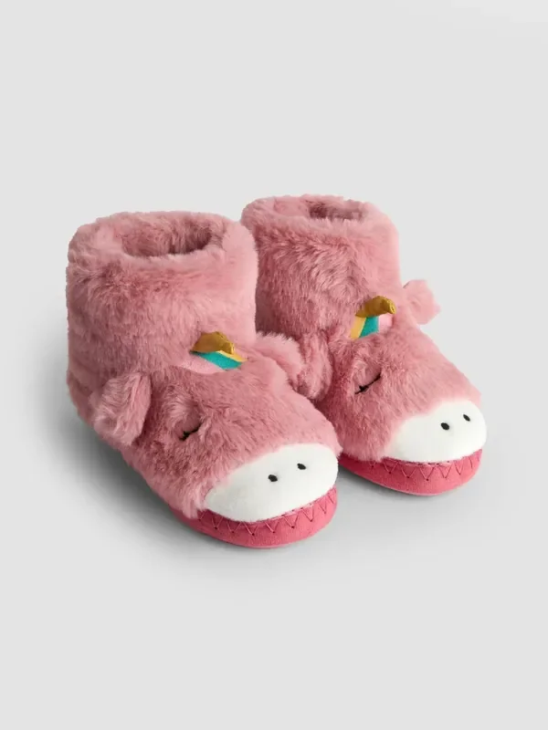 JoJo Maman Bébé Pink Unicorn Plush Slipper Boots