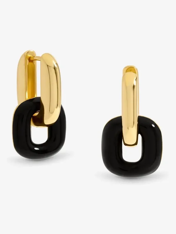 Jon Richard Gold Tone Jet Enamel Link Earrings