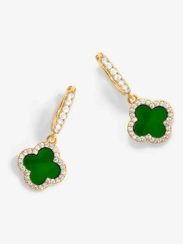 Jon Richard Gold Tone Malachite Clover Earrings