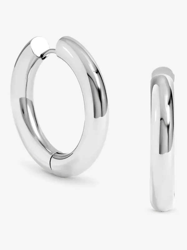 Jon Richard Silver Plated Waterproof Large Chubby Hoop Earrings