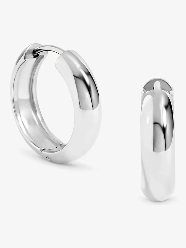 Jon Richard Silver Plated Waterproof Small Flat Surface Hoop Earrings