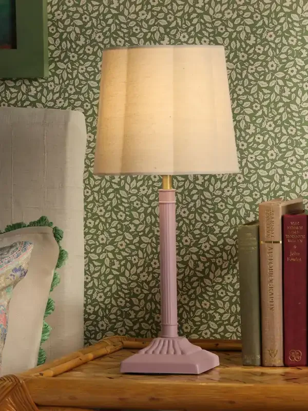 Joules Pink Buscot Square Base Table Lamp with Shade