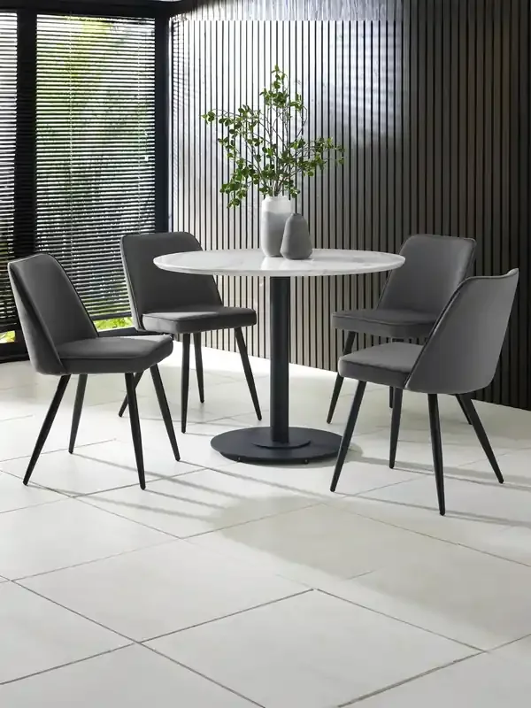 Julian Bowen White Marble Luca 100cm Round Dining Table