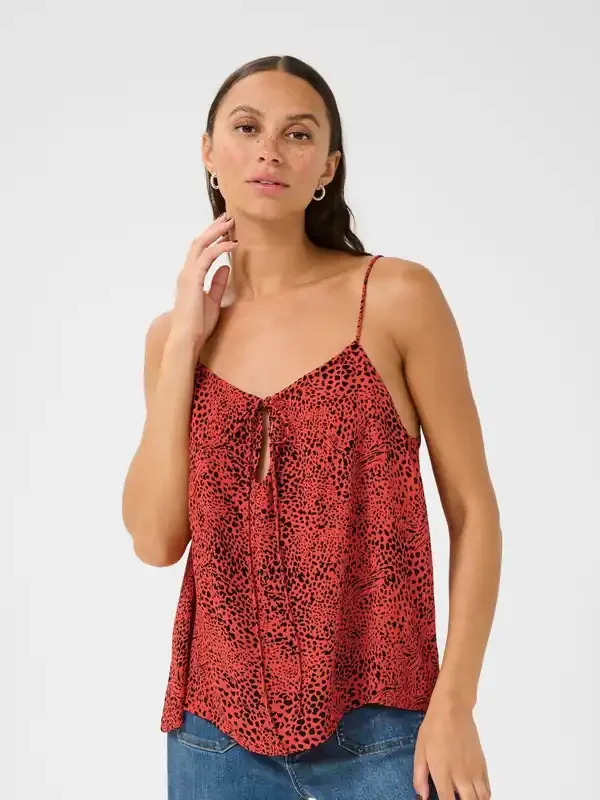 Kaffe Red KAliana V-Neck Sleeveless Camisole