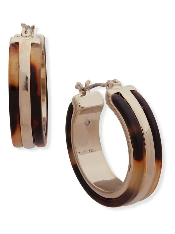 Lauren Ralph Lauren Brown Hoop Tortoiseshell Earrings