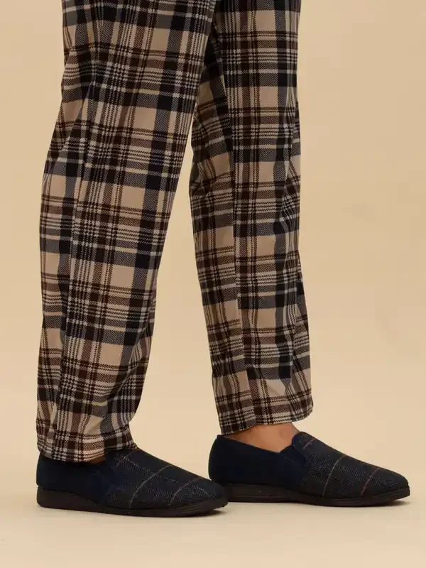 Lazy Dogz Blue Harrison II Check Full Slippers