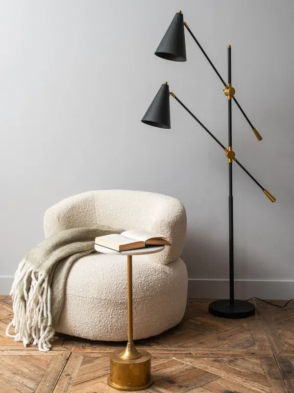 Libra Interiors Black Mercer Twin Head Floor Lamp E27 40W