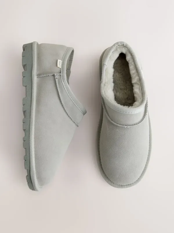 Light Grey Suede Shoot Slippers