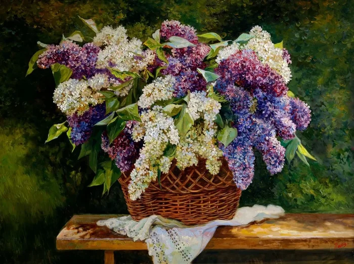 Lilac in the garden (2018) Oil painting by Eduard Panov