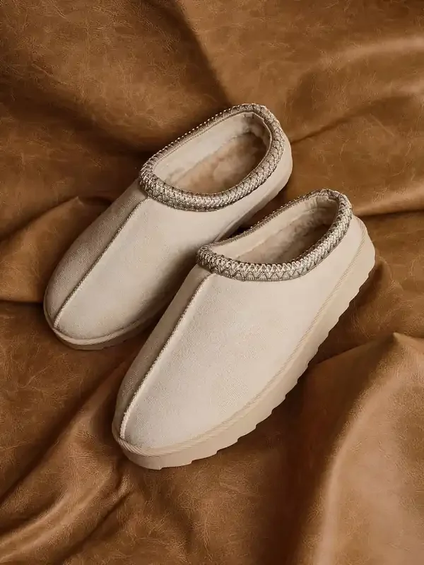 Linzi Cream Tana Faux Suede Slip-On Slippers