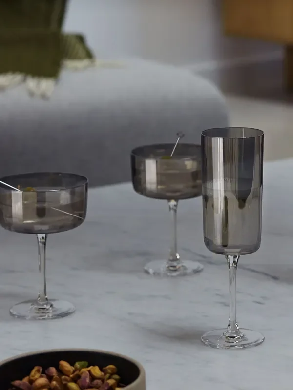 LSA International Set of 2 Grey Lunar Champagne Flutes 210ml
