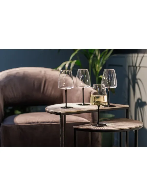 Mikasa Set of 4 Black Palermo Coloured Crystal White Wine Glass