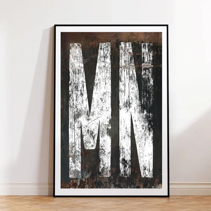 Minnesota Home State Western Poster Print – MN State Sign Rustic Farmhouse Print Wall Art