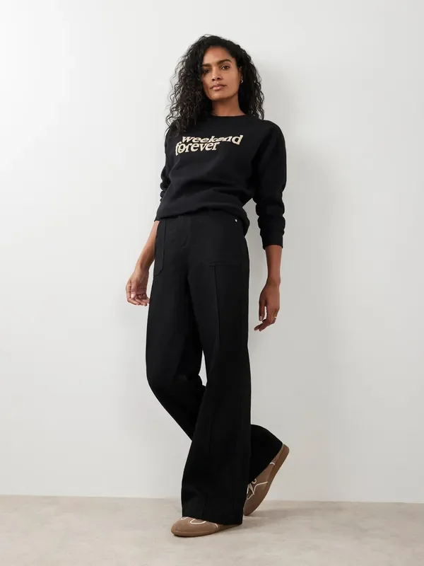 Mint Velvet Black High Rise Wide Jeans