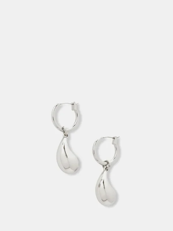 Mint Velvet Silver Tone Drop Hoop Earrings