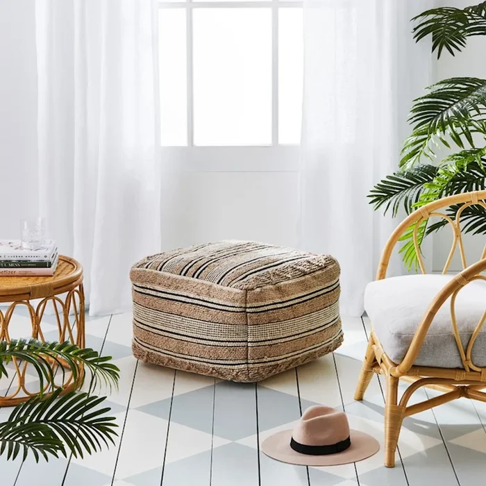 Mona Natural & Black Stripe Pouf