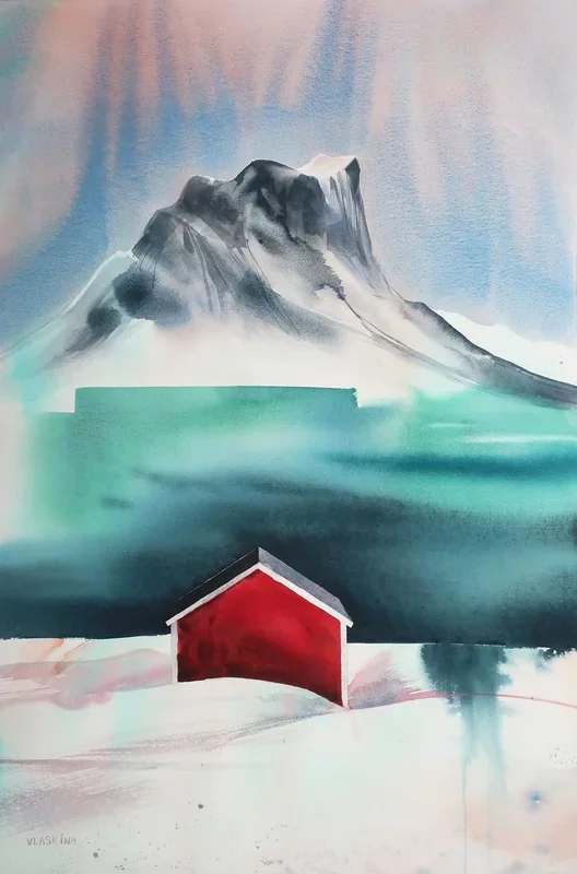 Mountains landscape. (2022) Mixed-media painting by Alla Vlaskina