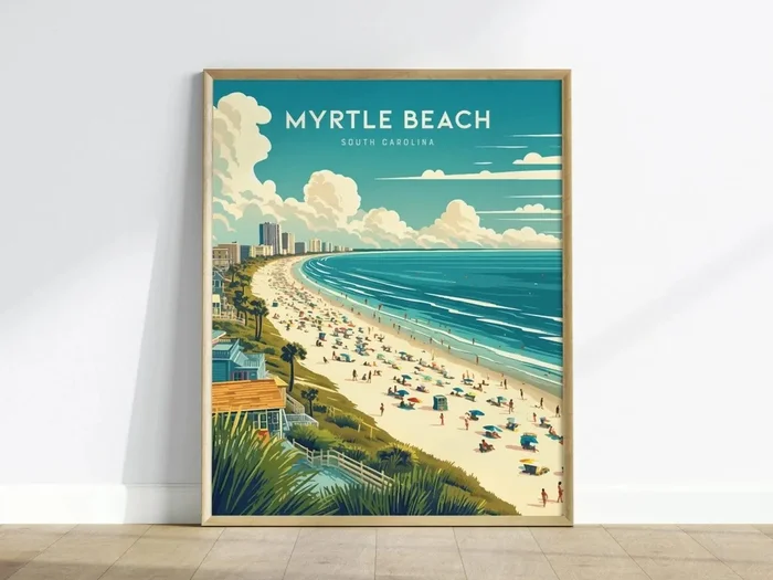 Myrtle Beach Framed Travel Poster South Carolina Wall Art