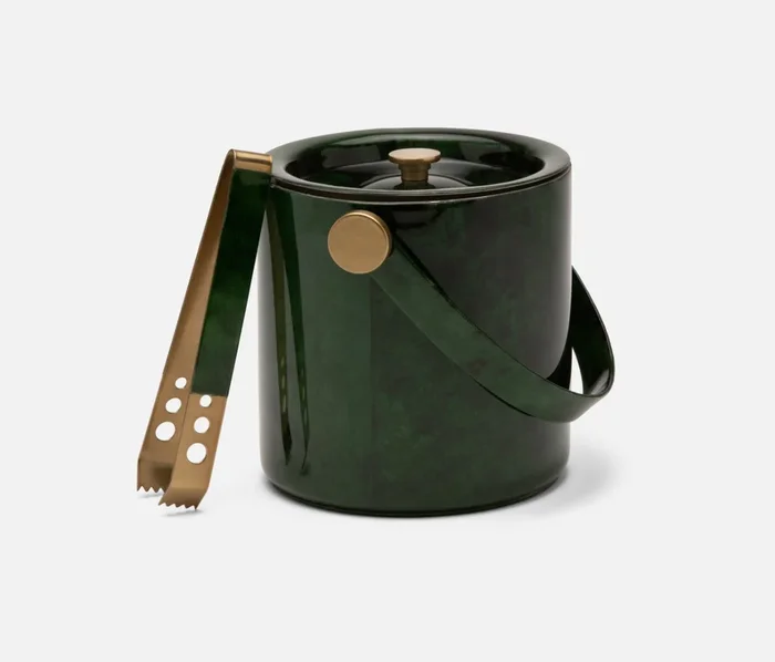 Nelson Emerald Gloss Ice Bucket with Tongs