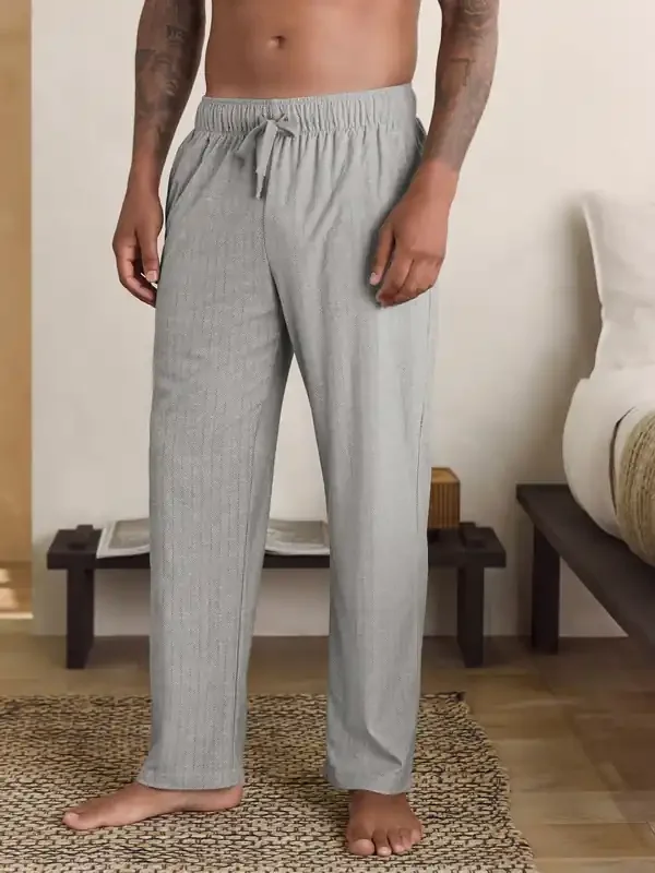 Neutral Herringbone Motionflex Cosy Open Hem Pyjama Bottoms