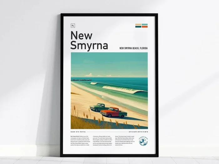 New Smyrna Beach Surf Poster | Florida Surf Spot Wall Art