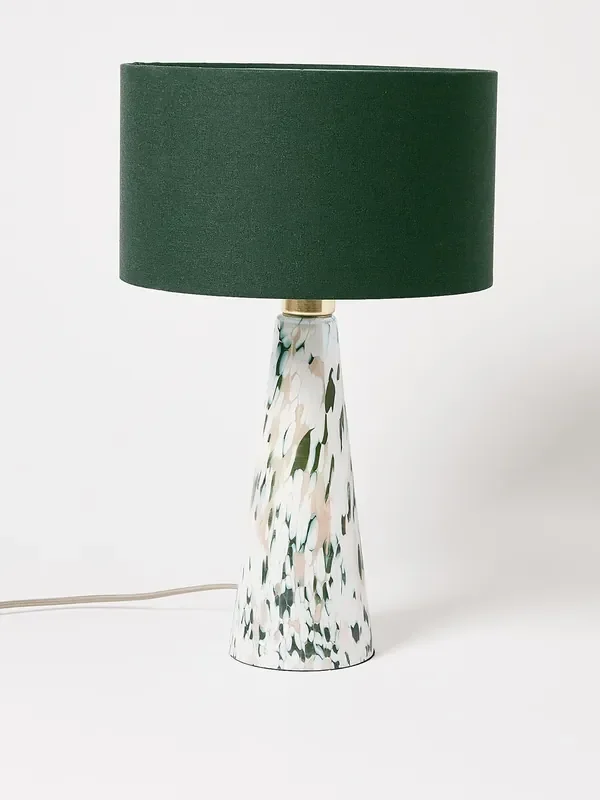 Oliver Bonas Green Large Glass Table & Desk Lamp
