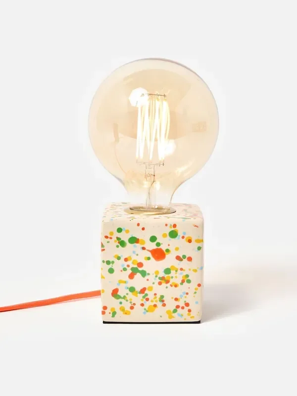 Oliver Bonas Multi Splatter Ceramic Open Bulb Desk and Table Lamp