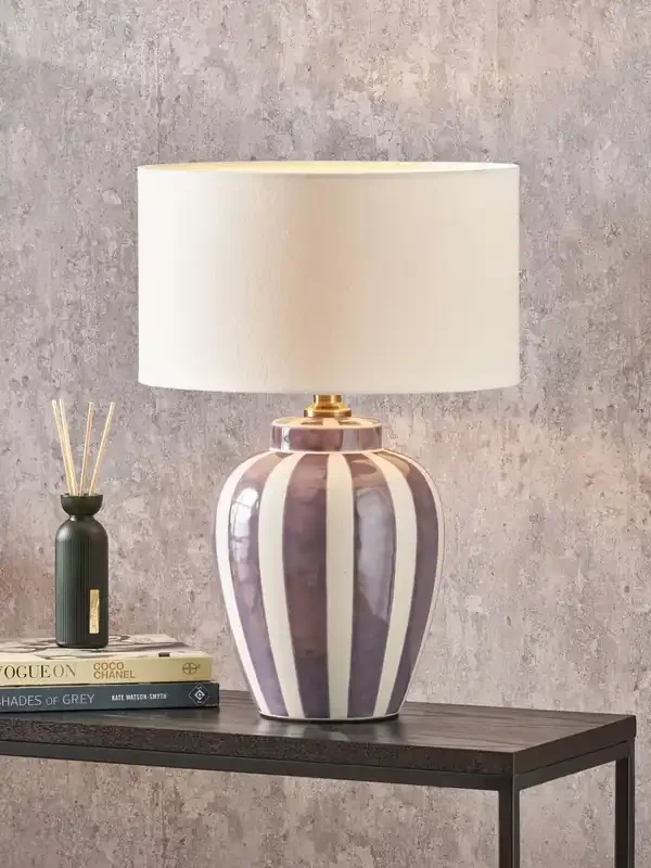 Pacific Lifestyle Lilac Priscilla Stripped Ceramic Table Lamp