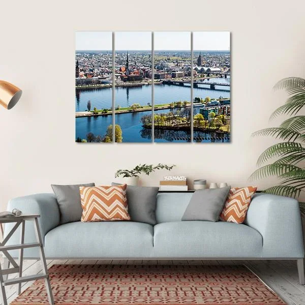 Panorama Of Riga City Latvia Canvas Wall Art