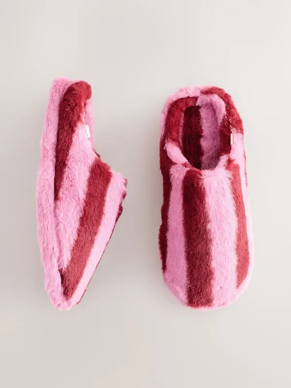 Pink Stripe Mule Slippers