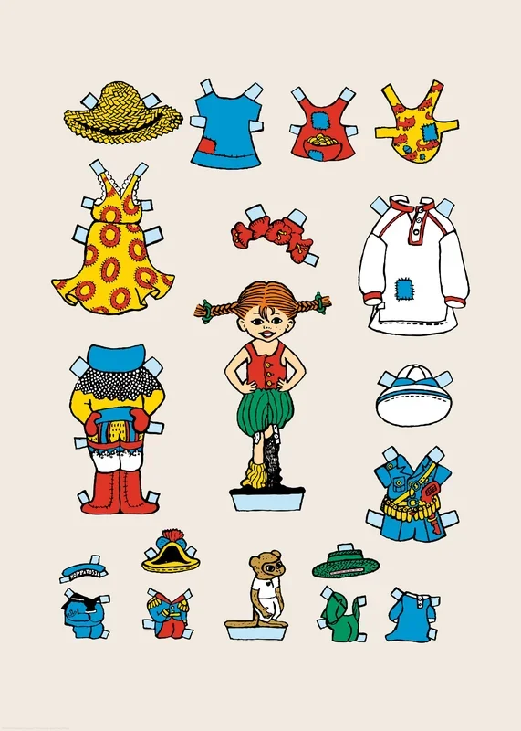 Pippi Longstocking Cutout Doll Print