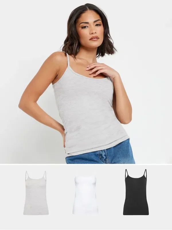 PixieGirl Petite Black Cami Vest Tops 3 Pack